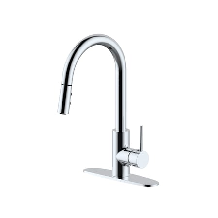 Westbrass Dual Spray Push Button Mode Kitchen Faucet with Pull Down Sprayer Head, Polished Chrome KD08B-26